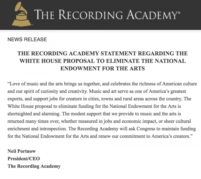 recording academy statement